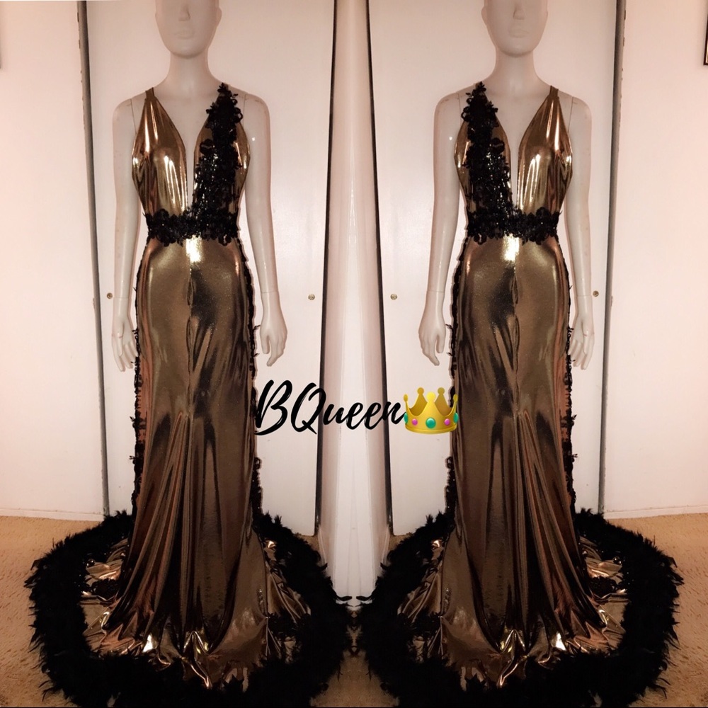 Gold metallic evening gown